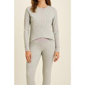 Boden Thermal Pajama Set Henley Top and Jogger Pants Grey Star Print Size US 6